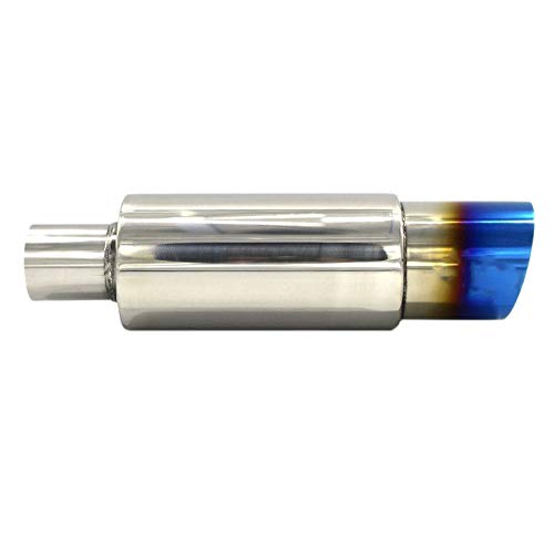 Swiixxer Auto Universal Edelstahl Hinteres Auspuffrohr Vierkant Schall DäMpfer Heck Hals Schall DäMpfer Spitzen Rohr 370Mm GeröStet Blau von Swiixxer