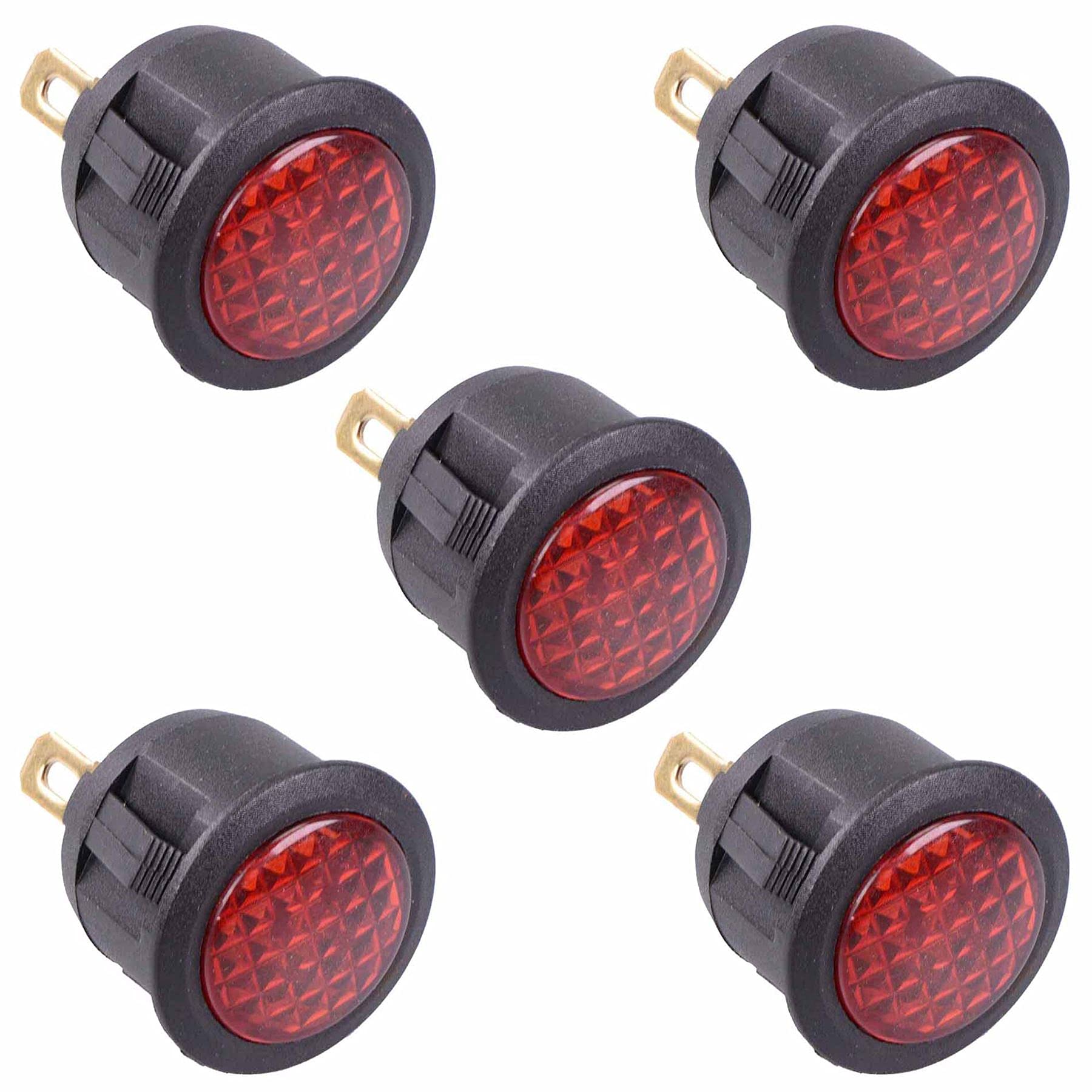 Kontrollleuchte für Armaturenbrett, 12 V Gleichstrom, 20 mm, Rot, 5 Stück von Switch Electronics