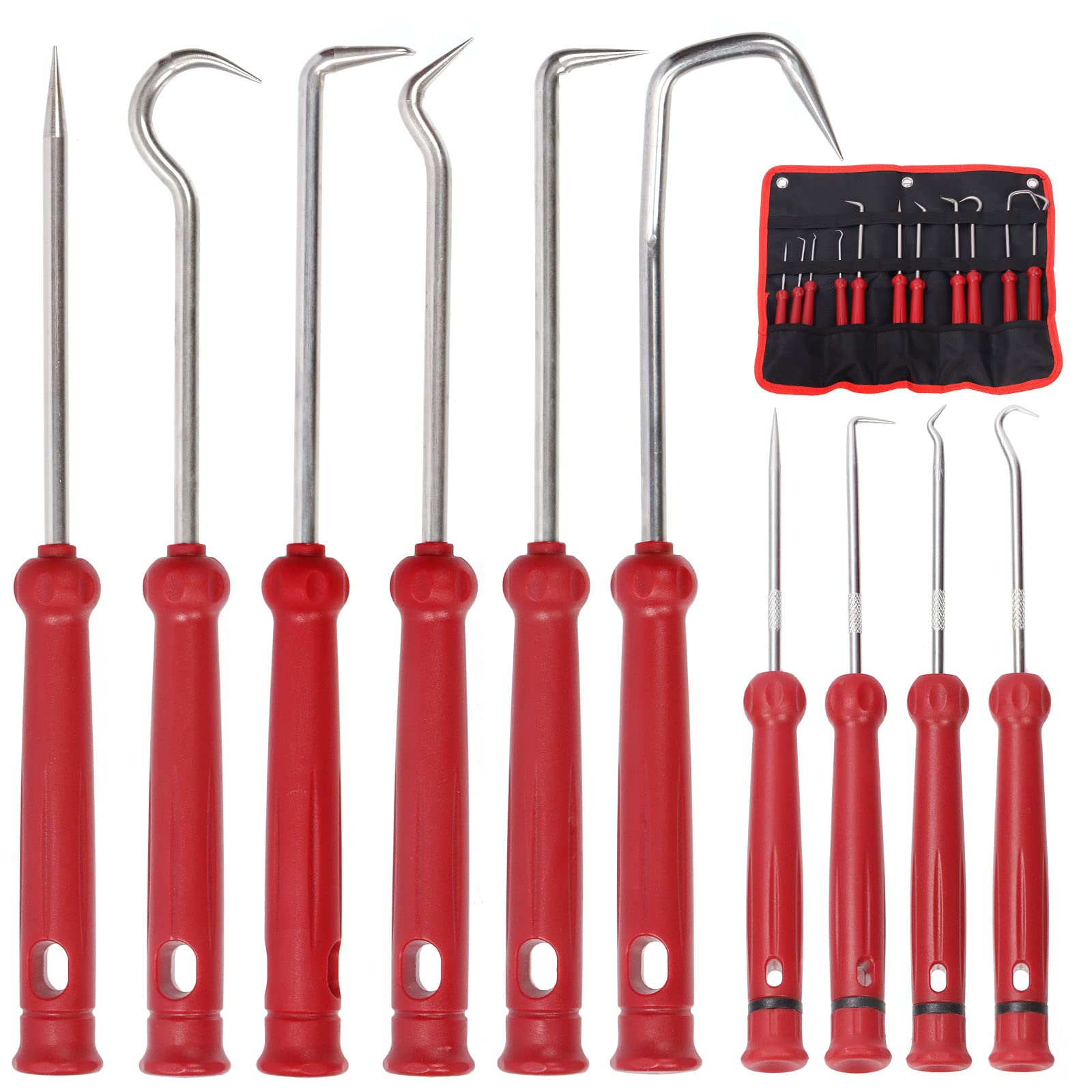 Swpeet 11 Pcs Automotive Tools, 12Pcs Schlauchentfernungshaken mit Werkzeugtasche, Pick and Hook Set, Entfernungswerkzeug, Öldichtungsabzieher, Autohaken, O-Ring Haken, Vakuumschläuche trimmen von Swpeet