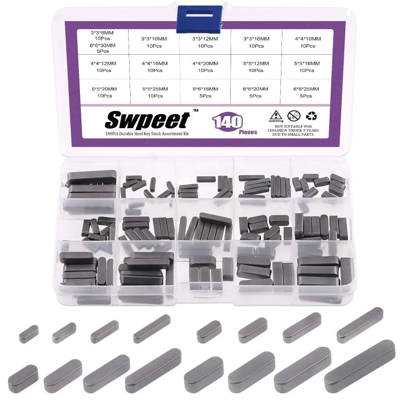 Swpeet 140 Stück 16 Größen Kohlenstoffstahl 3 mm 4 mm 5 mm 6 mm Rundende Federschlüssel Parallelantrieb Schlüssel Sortiment für Befestigungselemente Mechanische Industrie von Swpeet