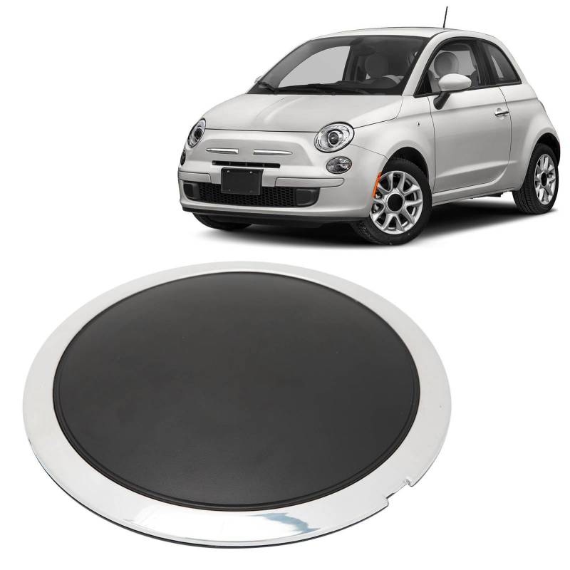 Radnabenkappen Mittelabdeckung für FIAT500 2012-2022 Ersatznabenabdeckung, OE 68078419AC 51884863 Radmittelkappen mit Chromverzierung (Weißer Kreis mit Weißen Buchstaben) von Sxhlseller