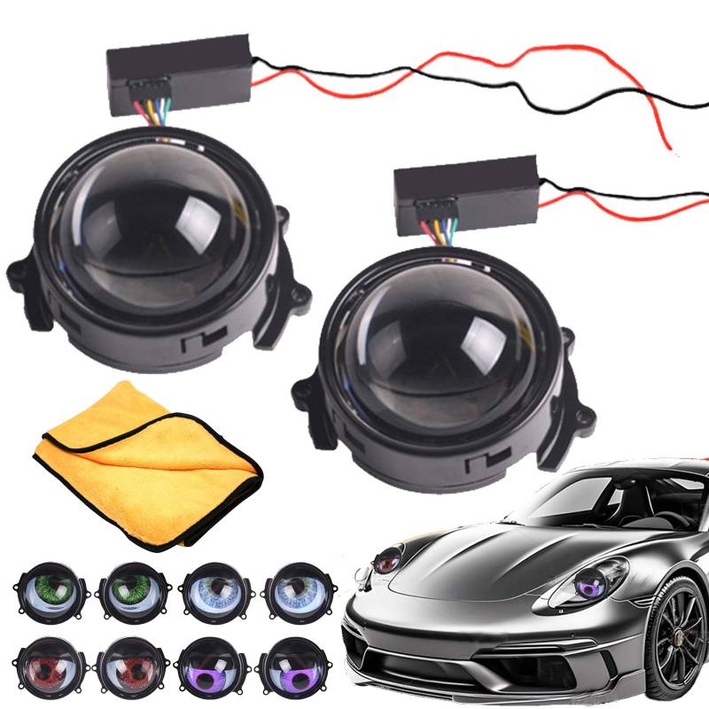 Devil Eyes Light for Cars, 2PCS Demon Eye Headlights, USB Devil Eye Demon Evil Eyes Headlight, Led Dynamic Devil Eye Car 5-12V LED Headlights with 8 Light Modes for Any Car Model (2PCS Lens Type) von Syeefula