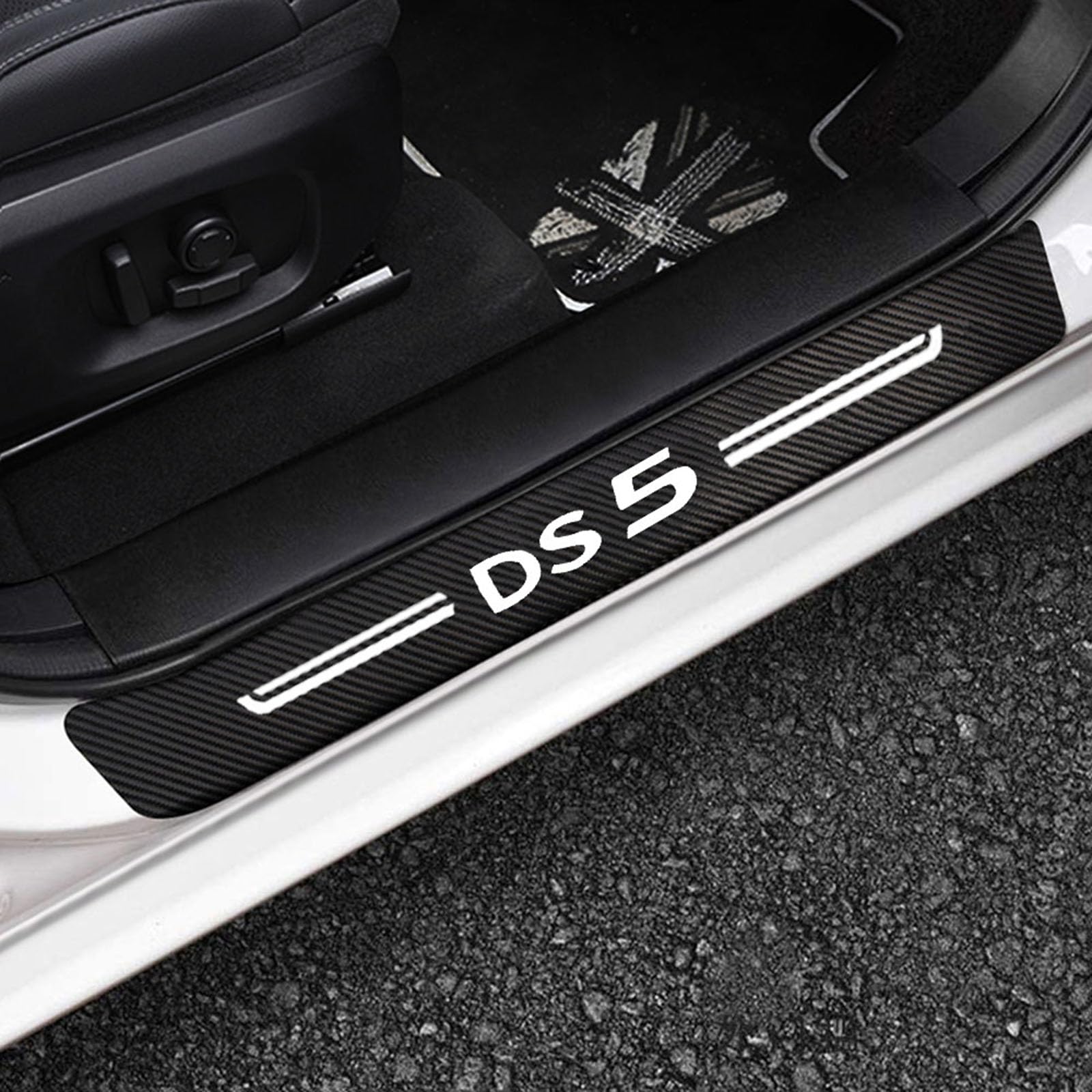 4 Stück Auto Einstiegsleisten Schutzfolie für Citr-oen DS3 DS4 DS5 DS6 DS7 C1 C2 C3 C4 C5 C6 C8 Türschwelle Lackschutz, Kohlefaser Aufkleber Kantenschutz Styling Tuning Zubehör, DS5 von Symilov