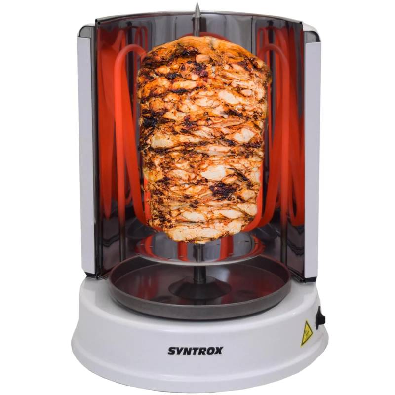 Syntrox Germany Dönergrill Jalos mit drehbaren Spießen, Gyrosgrill, Hähnchengrill, Drehspieß, Vertikaler Multigrill, Elektrogrill, Vertikaler Multigrill, Edelstahl, 1400 Watt von Syntrox Germany