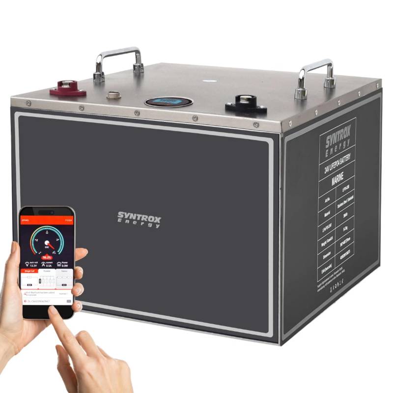 Syntrox 300Ah + Display Lithium LiFePO4 Wohnmobil 24V Batterie, Externes Display, 2000 Zyklen Lebensdauer, Kunststoff- und Edelstahlgehäuse von Syntrox Germany