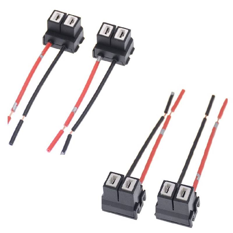 4 STÜCKE H7 Stecker Weibliche Keramikfassungen Auto Auto Scheinwerfer Lampenfassungen Anschlüsse Lampe Kupferdraht Doppelloch Pplug Adapter Mit Draht 10 cm (Schwarz) von Szaerfa