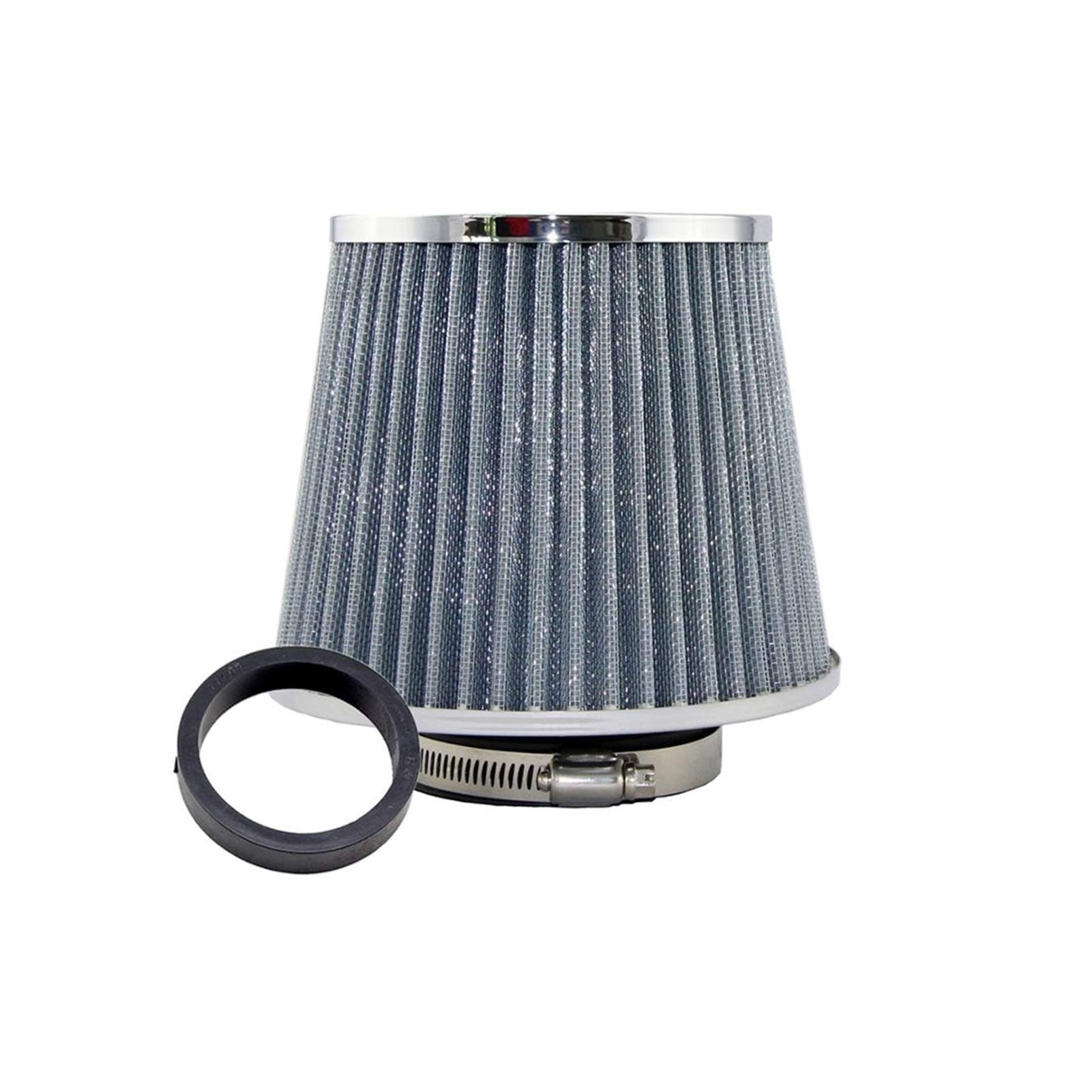 Ersatz-Luftfilter Luftfilter Auto 65 76mm Ersatz Luftfilter Universal Sport Kaltlufteinlassfilter Leistung Autoteile(Sliver 65mm) von Szwaldaper