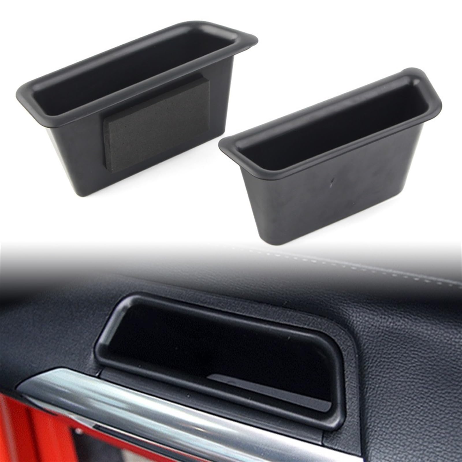 Szwaldaper 2-teiliges Auto-Vordertürgriff-Armlehnen-Aufbewahrungsbox-Behälter-Set, for Ford, for Mustang, 2015–2019 Aufbewahrungsbox für Autotürgriffe von Szwaldaper