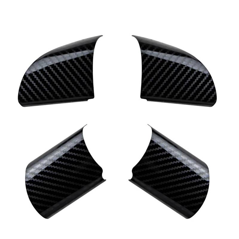 Szwaldaper 4 Stück Edelstahl-Auto-Lenkrad-Panel-Pailletten-Abdeckungs-Ordnungsaufkleber, for Ford, for Focus 2 Mk2 2005–2012 Zubehör Auto-Lenkradaufkleber(Carbon Fiber Black) von Szwaldaper