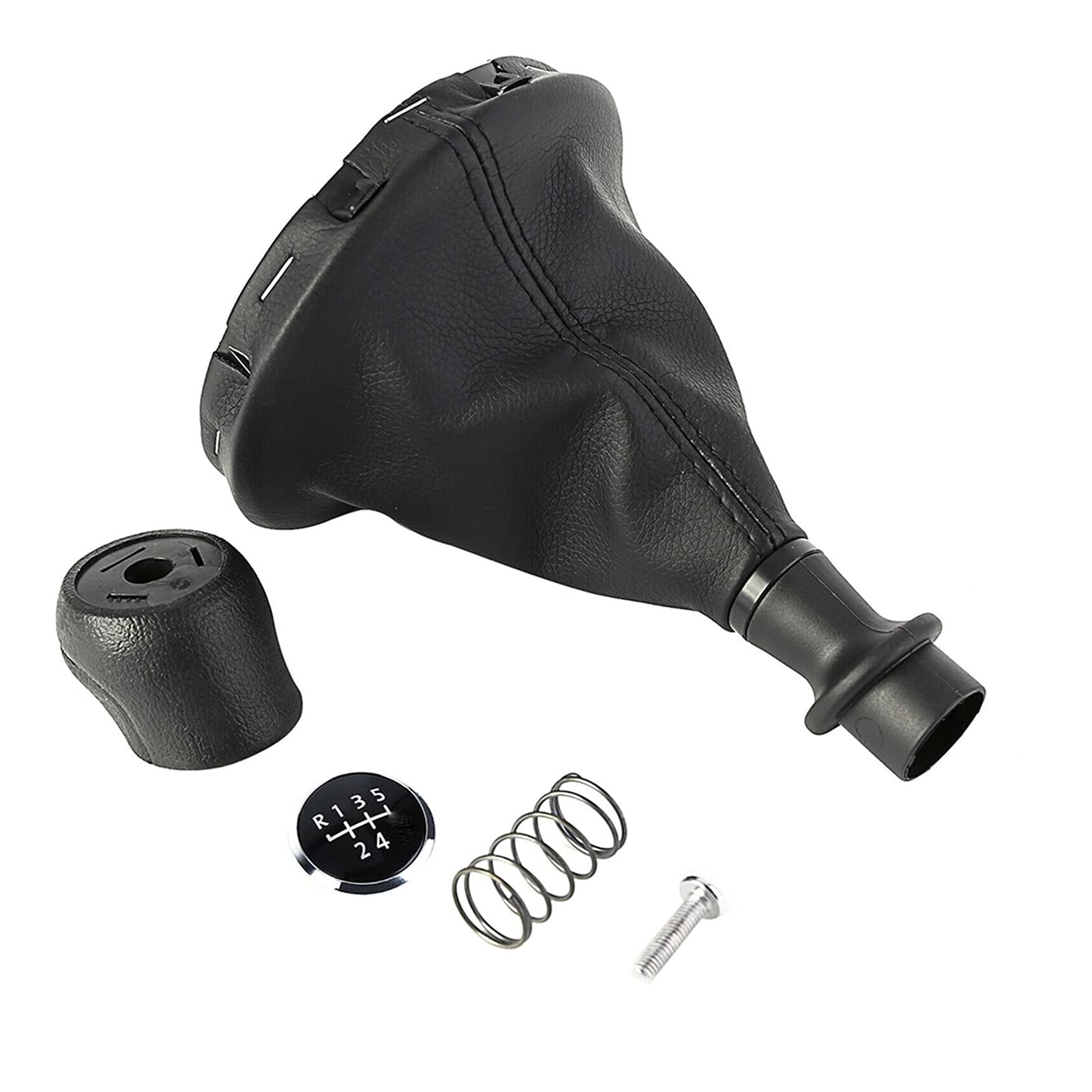 Szwaldaper 5-Gang-Schaltknauf-Set, Schaltknauf, Schaltmanschette, Schaltmanschette, Leder, staubdicht, for VW, T5, T5.1, T6 Auto-Shifter-Adapter von Szwaldaper