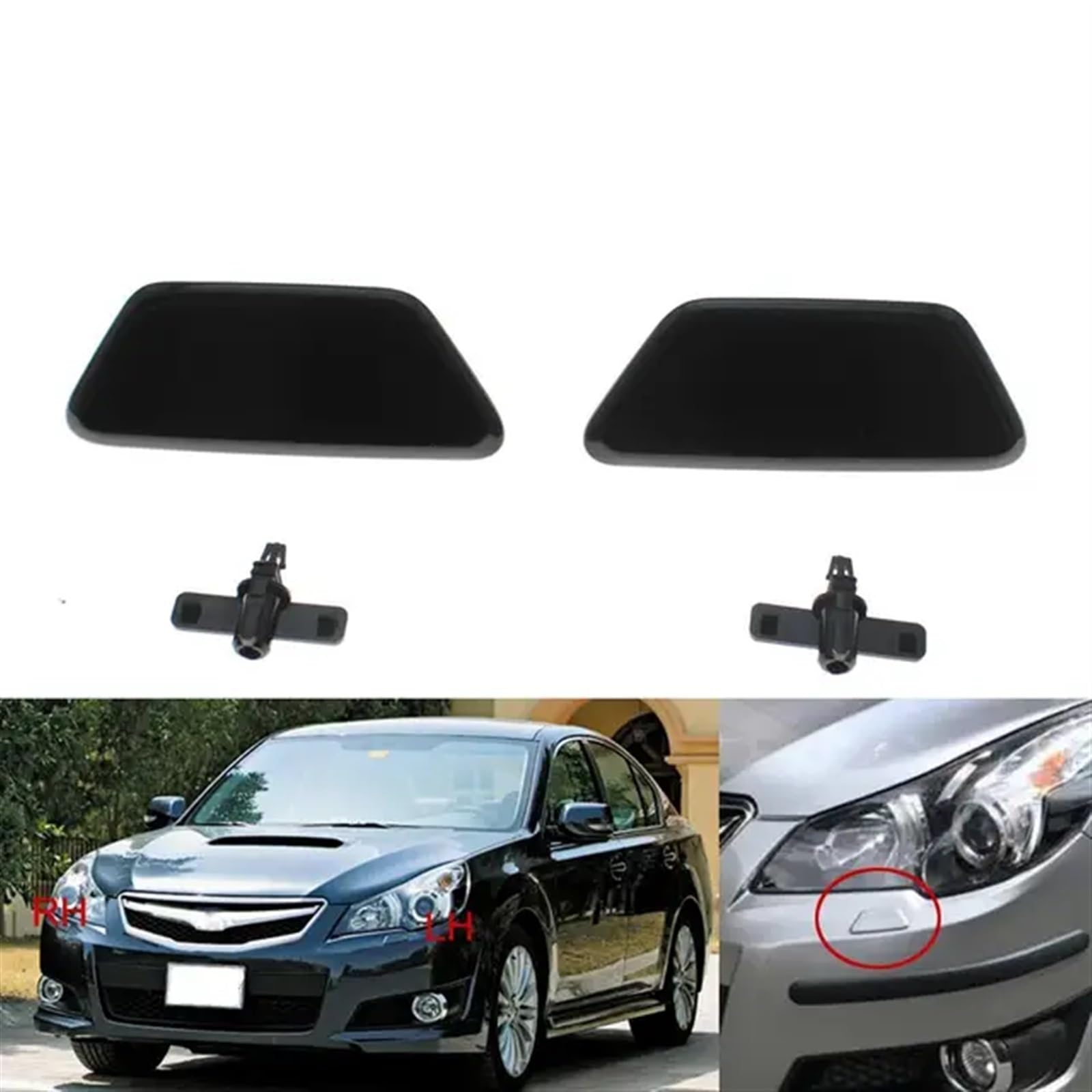 Szwaldaper 86636AJ070 Frontstoßstange Scheinwerferwaschdüsenabdeckung mit Stecker, for Subaru, Legacy GT 2010-2014 Outback 2013 2014 Scheinwerferdüsenschutz(Set) von Szwaldaper