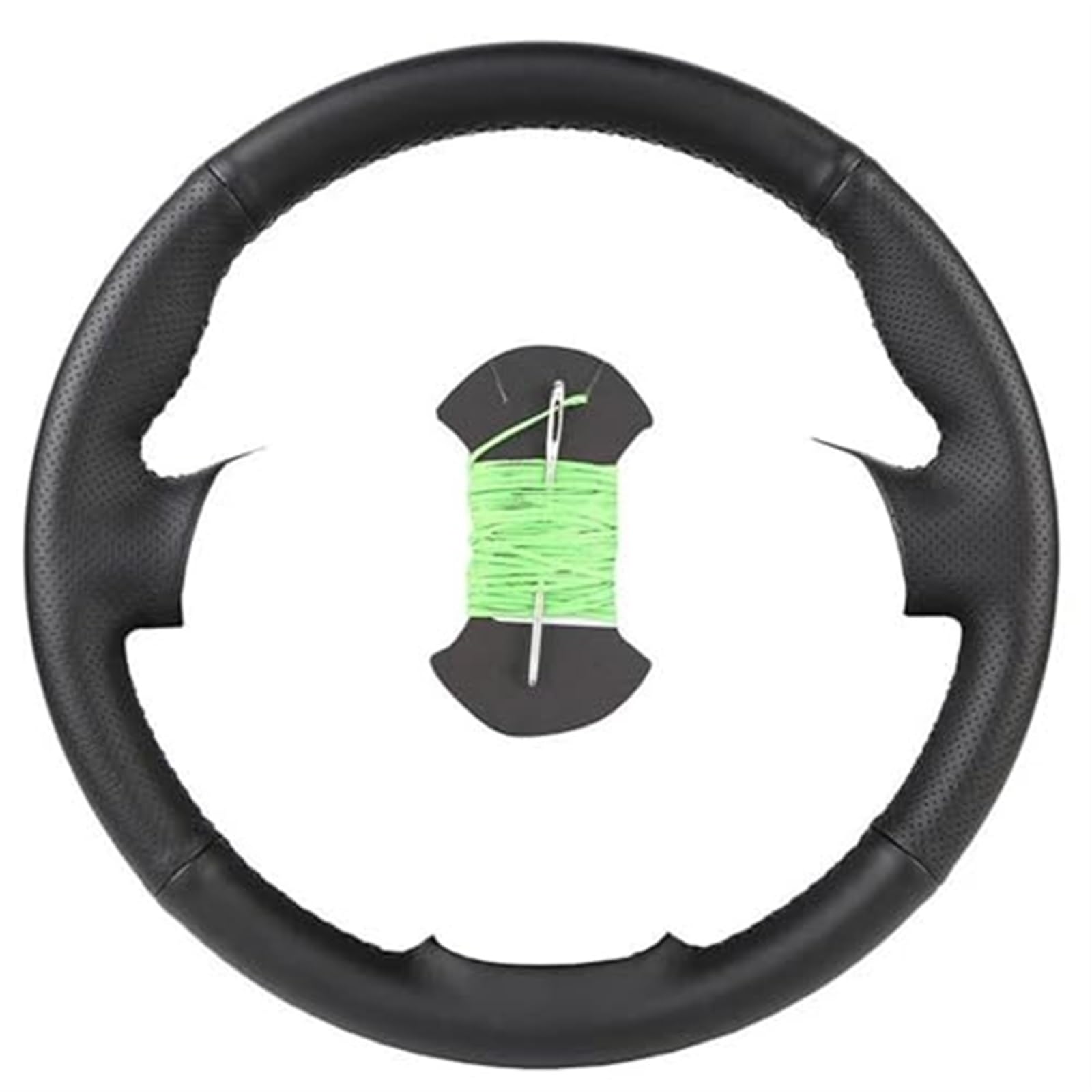 Szwaldaper Auto-Lenkradbezug, for, E60 E61 530d 545i 550i E63 E64 630i 645Ci 650i, Leder-Lenkradhülle nach Maß Lenkradbezug aus Leder(Black Green Thread) von Szwaldaper