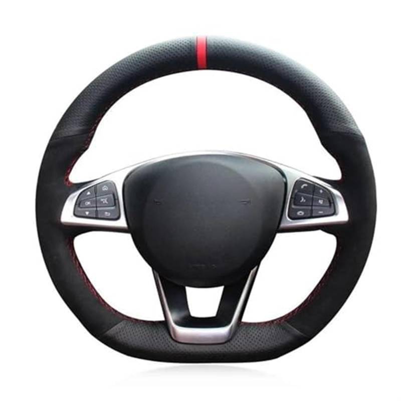 Szwaldaper Auto-Lenkradbezug, for Mercedes-Benz, C200 C250 C300 B250 B260 A200 A250, Sport CLA220, handgenähtes schwarzes Leder Lenkradbezug aus Leder(Black Red Thread) von Szwaldaper