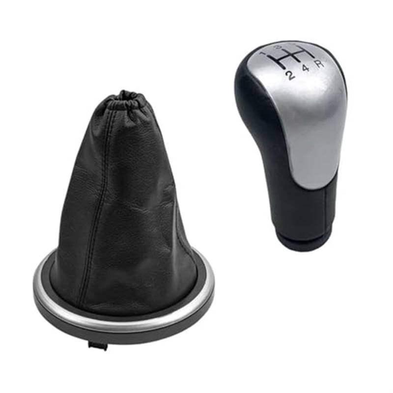 Szwaldaper Auto-Schaltknauf-Gamasche, Kofferraumabdeckung, for Ford, for Fiesta, MK6 Fusion Transit Connect 2002–2008, Gehäusekragen Auto-Shifter-Adapter(5 Speed Silver Case) von Szwaldaper