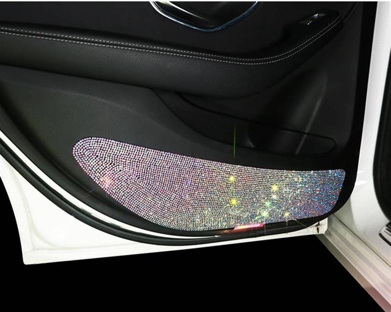 Szwaldaper Autozubehör Autoaufkleber und -abziehbilder Anti-Kick-Matte for Sitz, Rückenschutz Bling Strass Kratzfestes Interieur Auto-Entlüftungsringabdeckung(4pcs Multi Color) von Szwaldaper