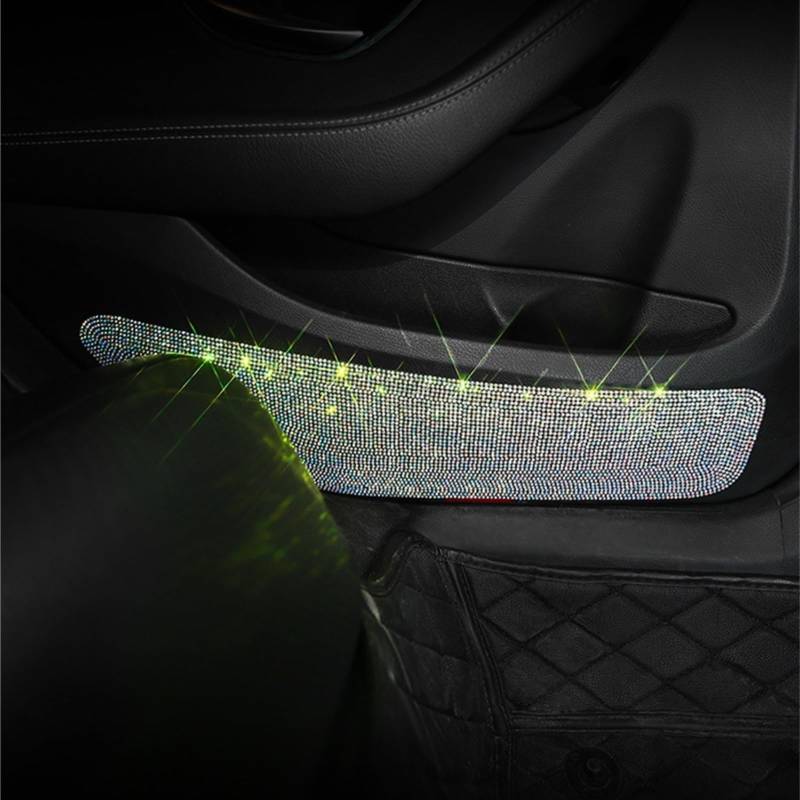 Szwaldaper Autozubehör Autoaufkleber und -abziehbilder Anti-Kick-Matte for Sitz, Rückenschutz Bling Strass Kratzfestes Interieur Auto-Entlüftungsringabdeckung(White Front Door 2pcs) von Szwaldaper