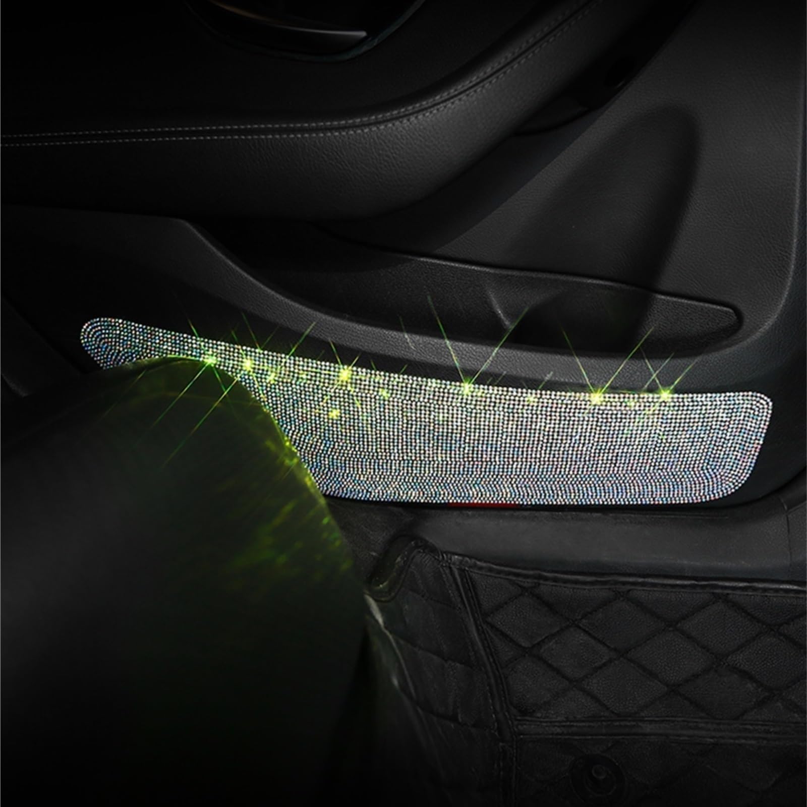 Szwaldaper Autozubehör Autoaufkleber und -abziehbilder Anti-Kick-Matte for Sitz, Rückenschutz Bling Strass Kratzfestes Interieur Auto-Entlüftungsringabdeckung(White Rear Door 2pcs) von Szwaldaper