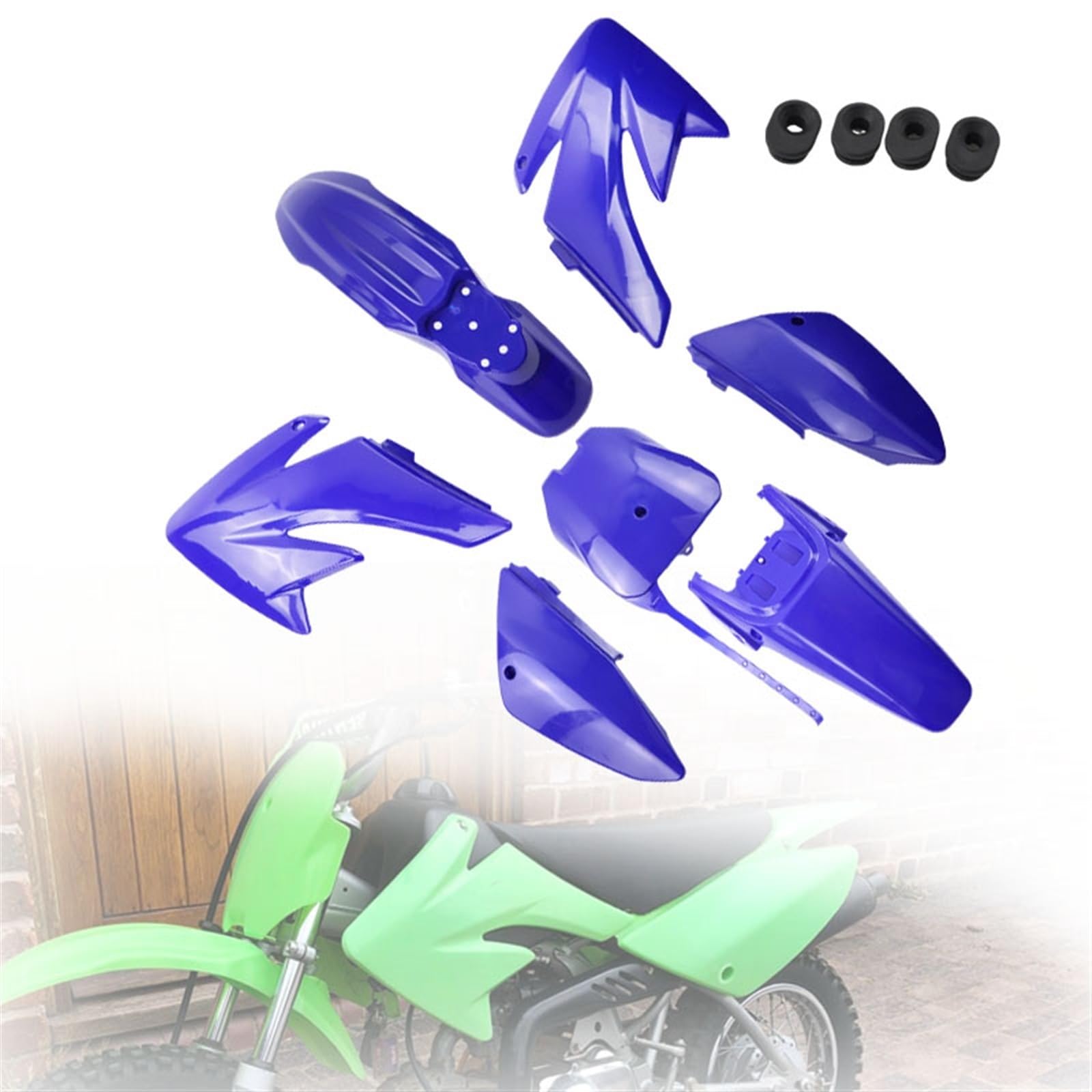 Szwaldaper CRF70 Kunststoffverkleidung Body Kit Teile XR70 Kunststoffkotflügel Kit CRF 70 Kit Set Pit Dirt Bike Zubehör Motorradverkleidungsschalen(CRF Blue) von Szwaldaper