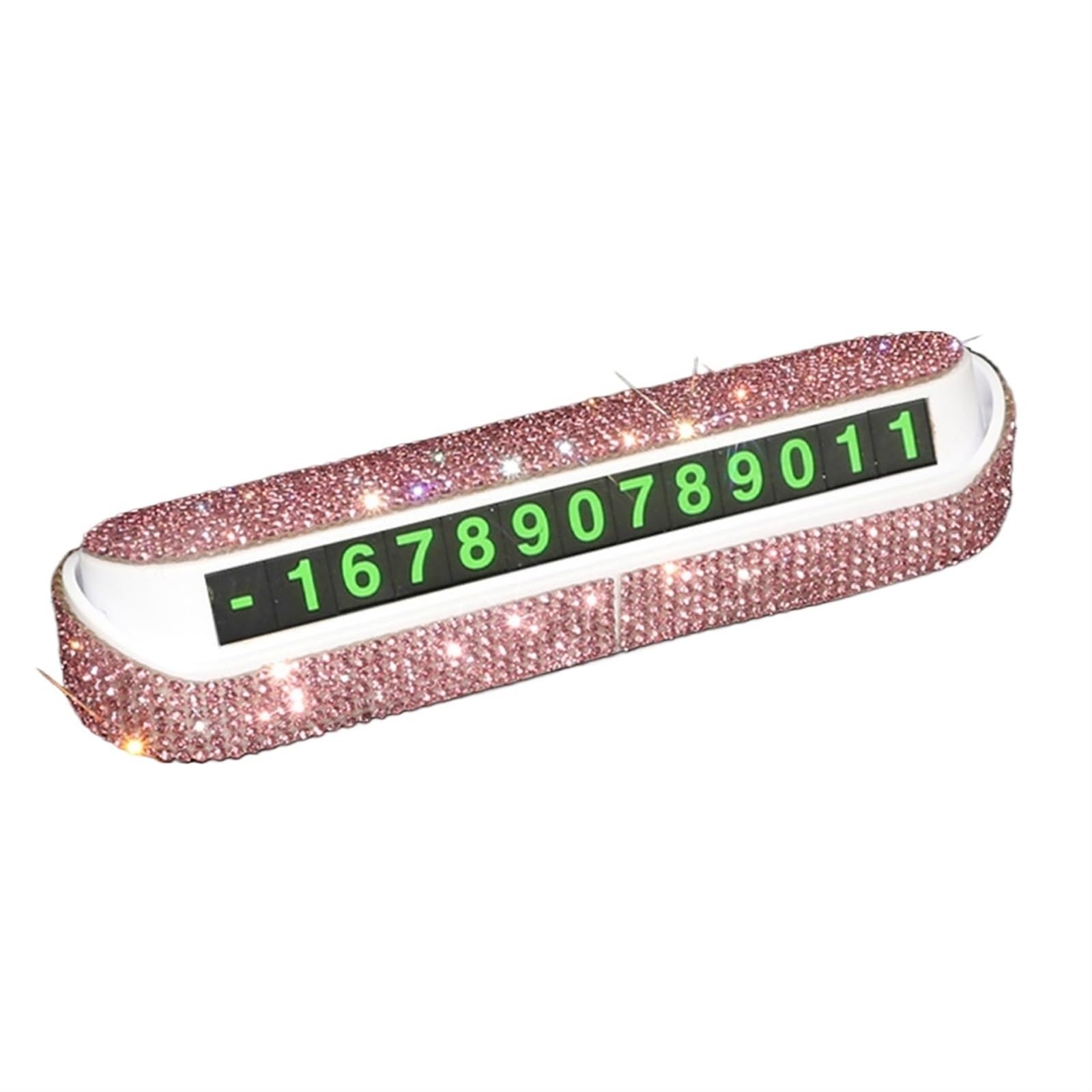 Szwaldaper Diamant Bling Auto Temporäre Parkkarte Leuchtendes Telefonnummernschild Verstecktes Nützliches Innenzubehör Frauen Blumendekor Auto-Entlüftungsringabdeckung(Pink) von Szwaldaper