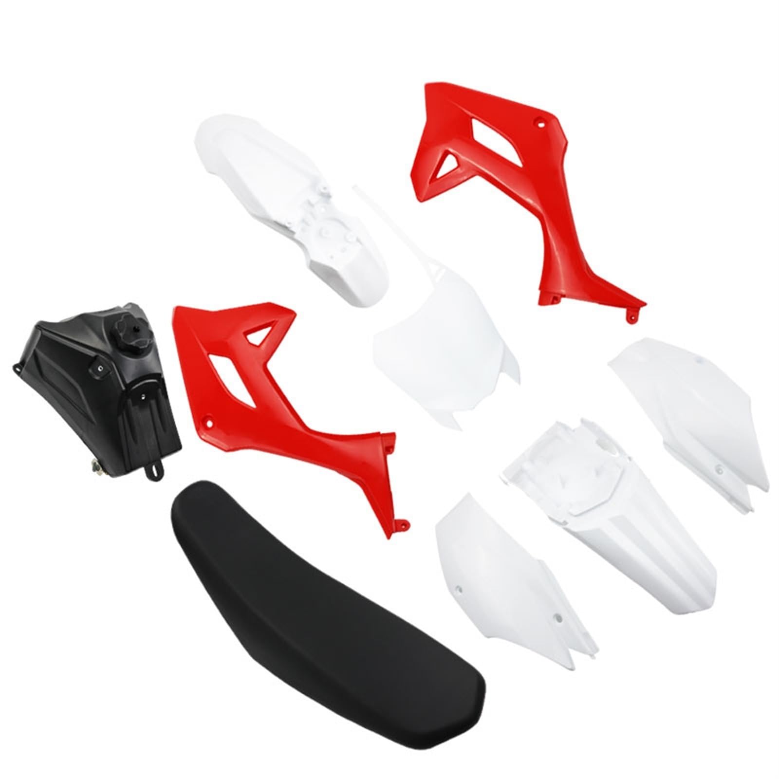 Szwaldaper Motorradverkleidungs-Bodykits, Kraftstofftank CRF 110 2022, for Sitzkissen, Kotflügel, Schutzabdeckungen, CRF110 Dirt Pit Bike Motorradverkleidungsschalen(Red White) von Szwaldaper