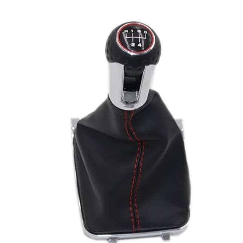 Szwaldaper Schaltknauf Hebelschaltergriff Leder, for Golf, 7 A7 MK7 GTI GTD 2013 2014-2018 Schaltgetriebegriff 5 6 Gang Automatik-Schaltknauf(Black 5 Speed red line) von Szwaldaper