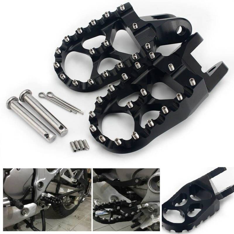 TARAZON Motorrad MX Offroad Billet Fußrasten Fußstütze Pedale Footpegs für Honda CR80R CR85RB XR250R XR350R XR400R XR600R XR650L/R CRF1000L DTC/für Adventure 50 Jr Mini von TARAZON