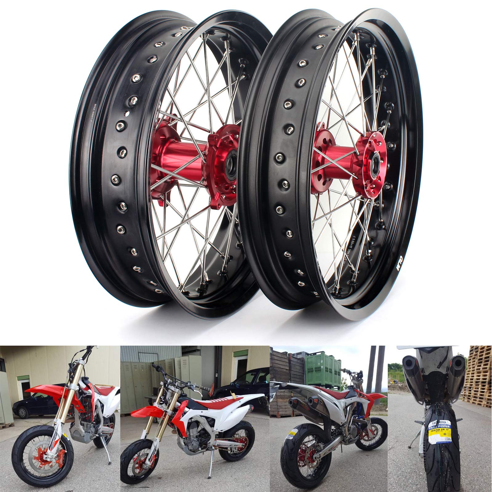 TARAZON 17" Radsatz Felgen Radnabe für Honda CRF250R 14-23 CRF450R 13-23 CRF250RX 19-23 CRF450RX 17-23 von TARAZON