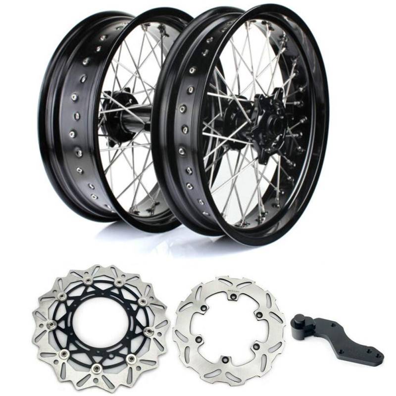 TARAZON 3,5" X 17" 5,0" X 17" Supermoto Radsatz Felgen Radnabe Bremsscheiben Bremssatteladapter für SX SXS SXF EXC XC 125-530 von TARAZON