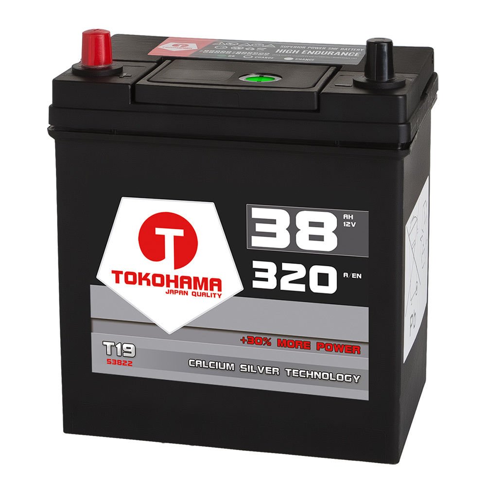 Tokohama Asia Japan Autobatterie 12V 38AH 320A/EN + Plus Pol LINKS Dünnpol 53522 35Ah von T TOKOHAMA JAPAN QUALITY