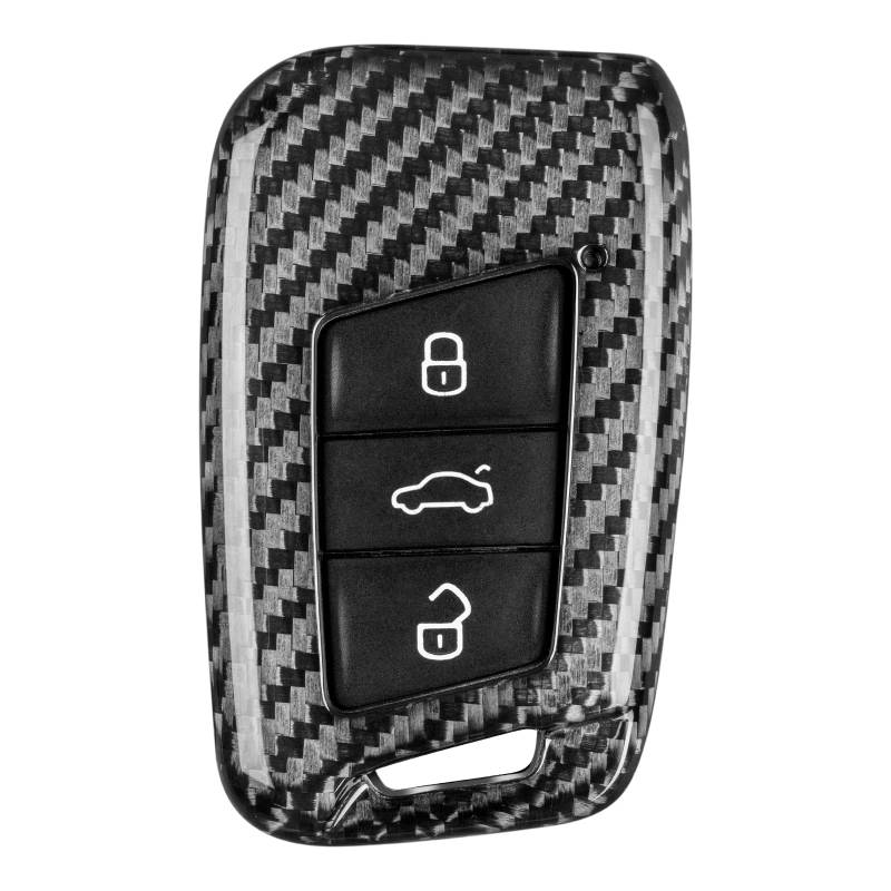 T-carbon car Key fob Cover, Schlüssel Hülle kompatibel mit VW,Autoschlüssel Hülle kompatibel mit Tiguan (2022-2024) ,Kohlefaser Schlüssel Hülle kompatibel mit Atlas Cross Sport (2020-2024) ,Schwarz von T-carbon