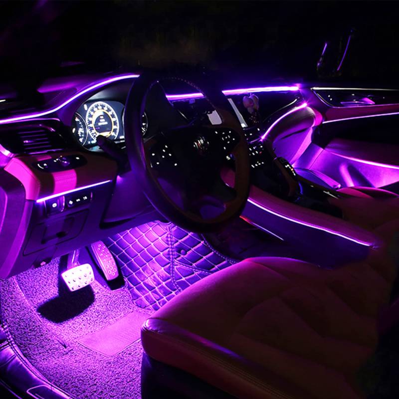 TABEN Auto Innenraum Umgebungslicht 64 Farben APP Control Auto Dekoration Atmosphäre Licht Kit Wasserdicht Glasfaser Atmosphäre Neonstreifen Kaltlichter 1W DC 12V-24V 6m von TABEN