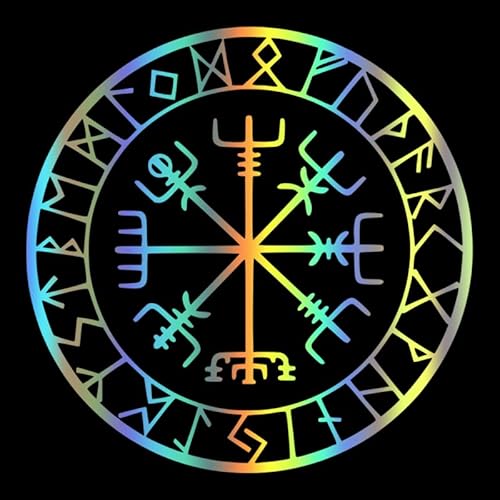 TACINO Autoaufkleber 30635# Viking Protection Runes Vegvisir Compass Meval Autoaufkleber Reflektierender Aufkleber wasserdichte Aufkleber auf der hinteren Stoßstangenscheibe von TACINO