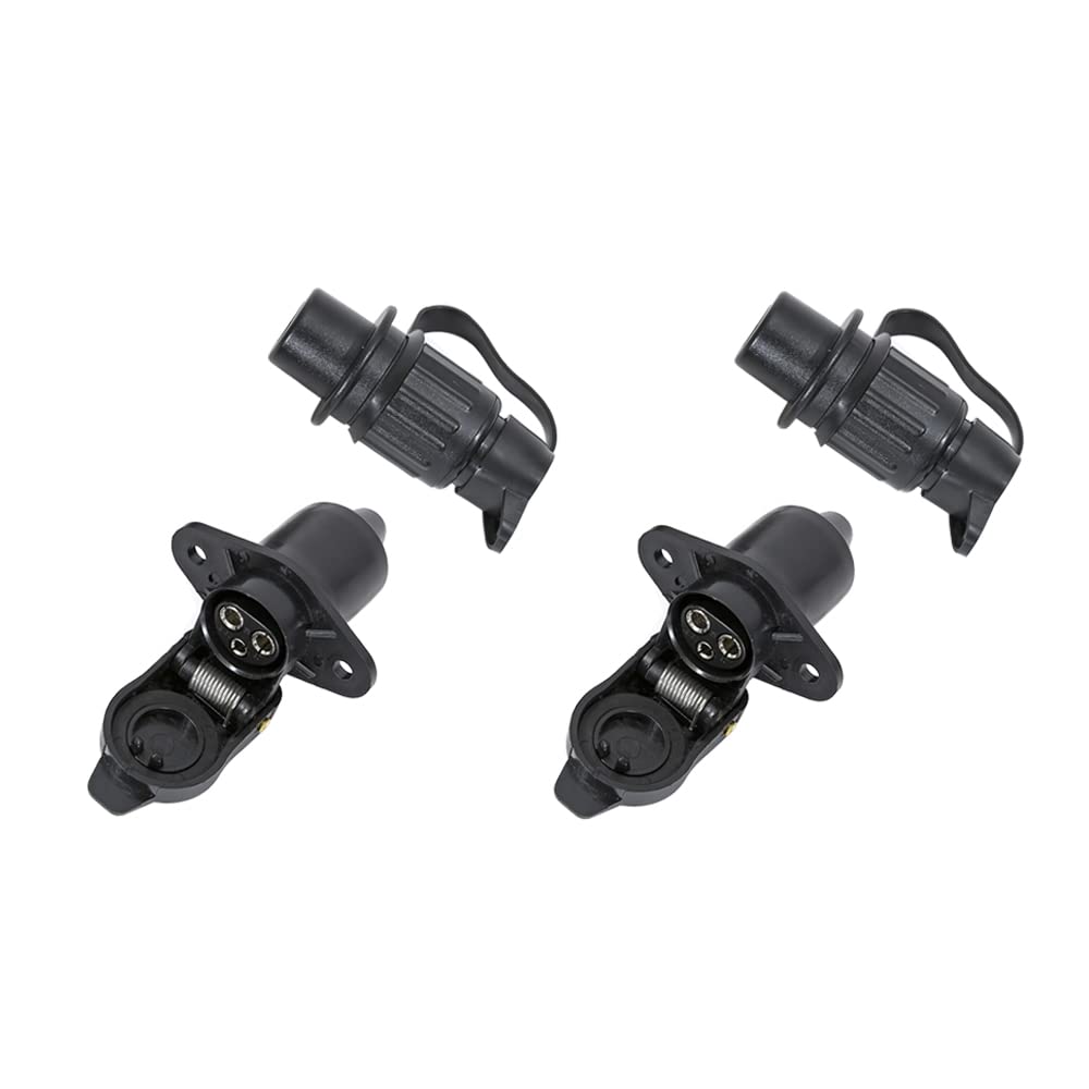 TAEUYYM 2 Stück Stecker 3 Polig und Steckdose 3-Polig, 12V Traktor 3 polig Stecker Steckdose, Din 9680 Wasserdicht Anhänger Stecker Steckdose 3 Polig, Für Anhänger LKW RV Kfz Wohnwagen Traktor von TAEUYYM