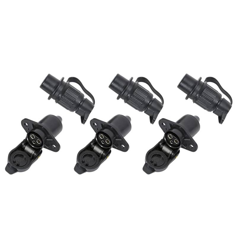 TAEUYYM 3 Stück Stecker 3 Polig und Steckdose 3-Polig, 12V Traktor 3 polig Stecker Steckdose, Din 9680 Wasserdicht Anhänger Stecker Steckdose 3 Polig, Für Anhänger LKW RV Kfz Wohnwagen Traktor von TAEUYYM