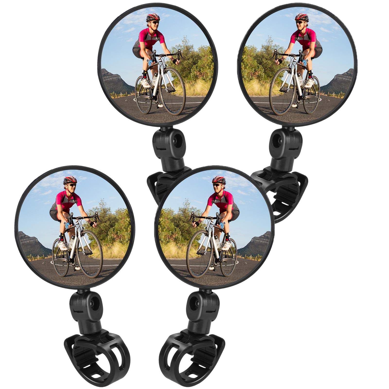 TAGVO Fahrradspiegel, 4 stücke Fahrrad Radfahren Rückspiegel Einstellbare Drehbare Lenkstange Montiert Kunststoff Konvexen Spiegel für Mountain Road Bike von TAGVO