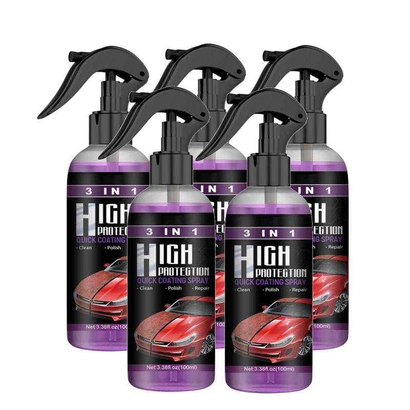 3-in-1-Spray mit hohem Schutz, 3-in-1-Schnellbeschichtungsspray für Autos mit hohem Schutz, Autopolitur, multifunktionales Beschichtungserneuerungsmittel, Nano-Kratzspray für Autos (100ML,5PC) von TAITUS