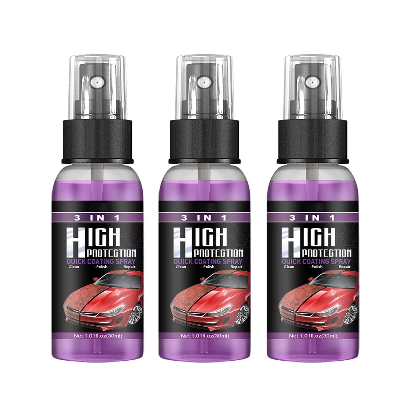 3-in-1-Spray mit hohem Schutz, 3-in-1-Schnellbeschichtungsspray für Autos mit hohem Schutz, Autopolitur, multifunktionales Beschichtungserneuerungsmittel, Nano-Kratzspray für Autos (30ML,3PC) von TAITUS