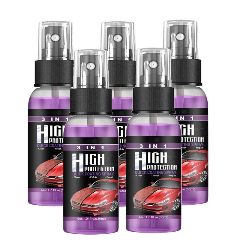 3-in-1-Spray mit hohem Schutz, 3-in-1-Schnellbeschichtungsspray für Autos mit hohem Schutz, Autopolitur, multifunktionales Beschichtungserneuerungsmittel, Nano-Kratzspray für Autos (30ML,5PC) von TAITUS