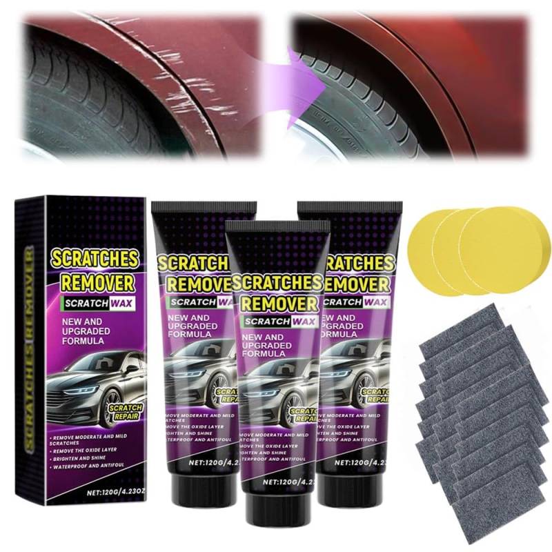 Nano-Tuch zur Autokratzer-Entfernung, Nano-Tuch für Autokratzer, Paste zur Autokratzer-Reparatur, magisches Nanosparkle-Tuch-Autoreinigungsset zur Reparatur von Autolackkratzern (3PC) von TAITUS