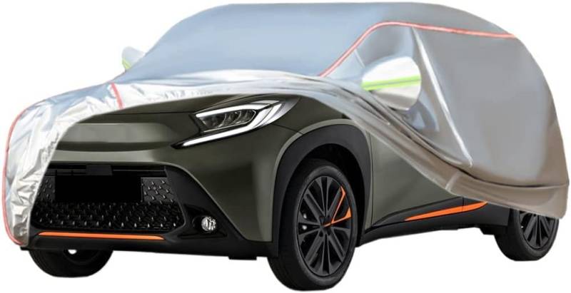 Autoabdeckung Wasserdicht für Toyota Aygo X 2022-2023, Outdoor Auto Abdeckplane Allwetter Wetterfeste Zubehör, Staubdicht Schutz Abdeckung,2 Silver von TAKENE