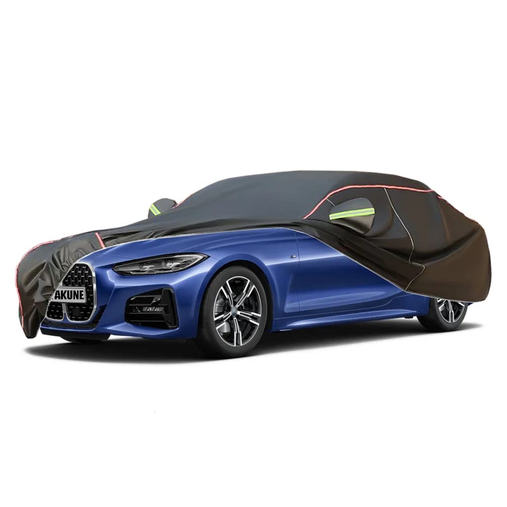 TAKUNE Autoabdeckung Für BMW 4er Coupé/BMW 4er Cabrio/BMW 4er Gran Coupé, Wasserdicht Sonnenschutz Outdoor Dicker 210D Oxford Stoff Autoabdeckungen (Color : Black, Size : 4 Series Coupe) von TAKUNE