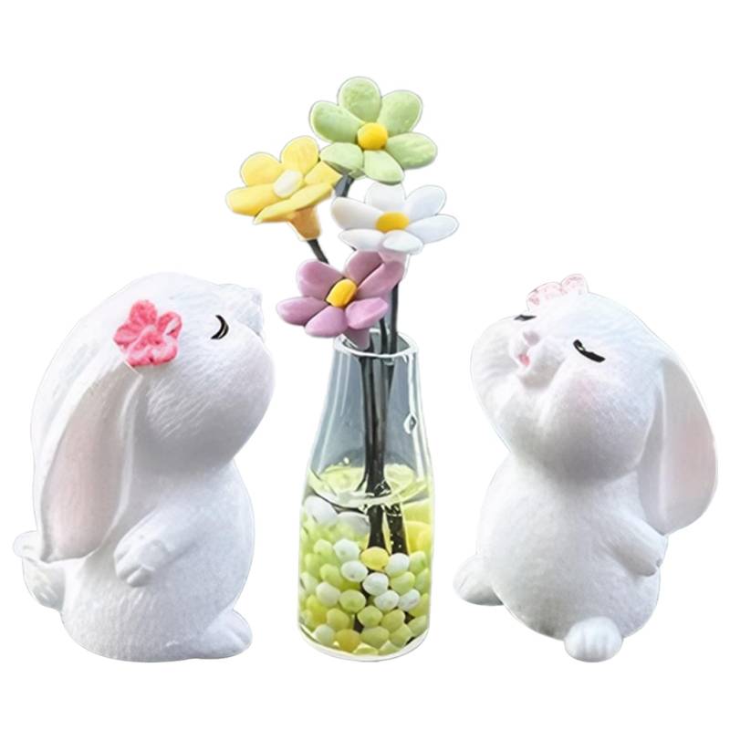 3 PCs Auto Armaturenbrettzubehör süße Hase und Daisy Flower Vase Car Heckansicht Spiegel Orament Innenraum für Frauen Geschenke Autozubehör von TANGPINGMAO