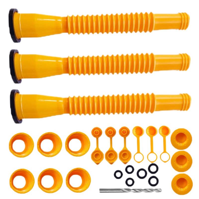 3 SET -Ersatzgas -Dose -Ausgabetkit, 7,87 Zoll Gas Dose ausspout, Gasdüsenersatz durch Gasdose entlüfteten Kappen, dickes Gummi -Pad, Autozubehör von TANGPINGMAO