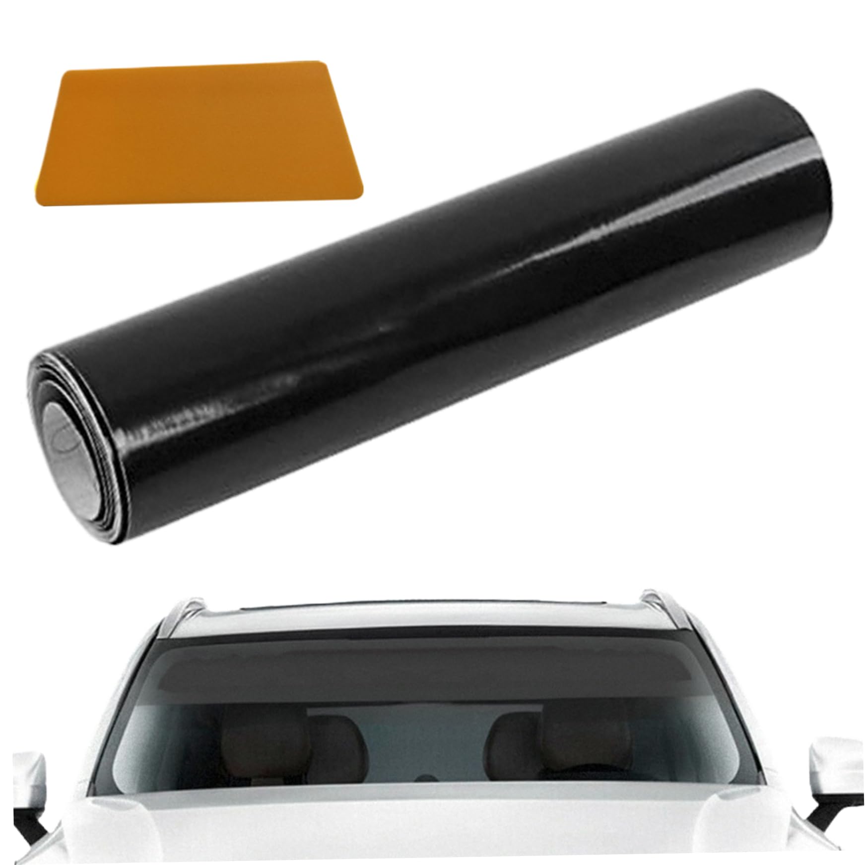 Auto Sonnengurt 8x59 Fenster Tint Strip Isoliert Anti-Blendfenster-Tint-Film für Autos mit Schaber Trimmbar, breit kompatibler schwarzer Sonnenstreifen Autozubehör von TANGPINGMAO