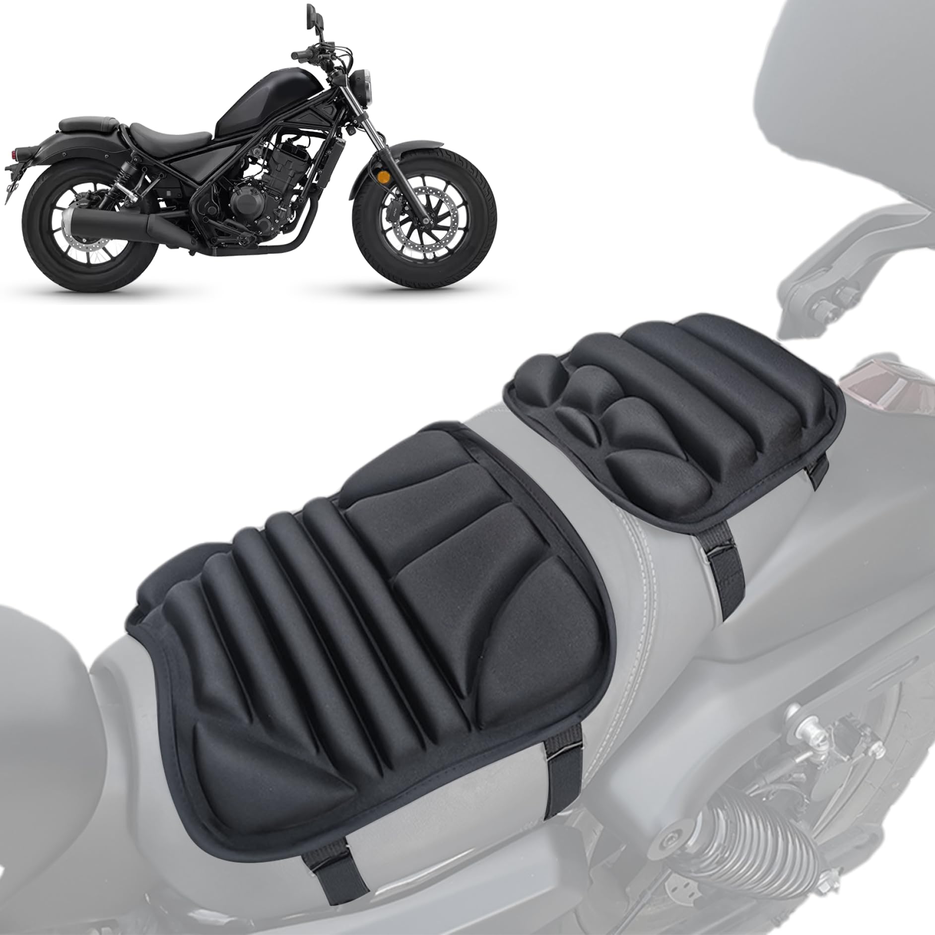 Motorradsitzpolster vorne ＆ Heck-Kit Weicher Motorrad-Sitzkissen 3D-Schlitz atmungsaktiven Stoßdämpfermotorradsitzabdeckung Autozubehör Accessoire von TANGPINGMAO