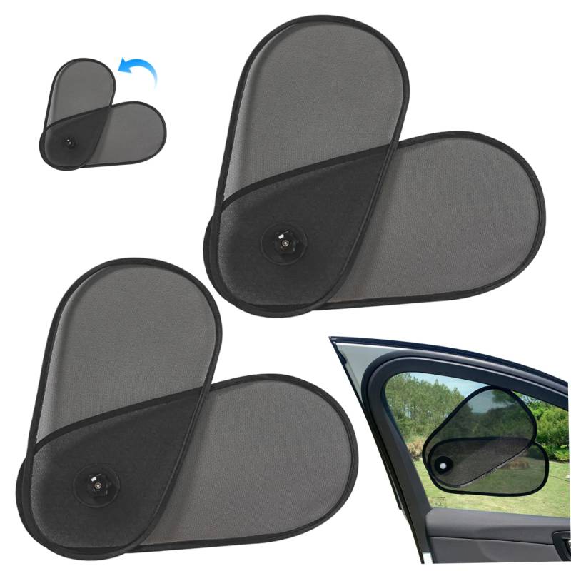 Seitenfenster Sonnenschatten, 2pcs einstellbare rotierende Autofenstertöne, Sonnenschirm für Autofenster mit Saugnaspekt, isoliertes Autofenster Sonnenblocker Autozubehör Accessoire von TANGPINGMAO