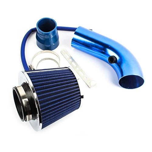 Ansaugrohr 3"76mm Universal Auto Automobil Racing Kaltluftansaugfiltersystem Zubehör Ansaugrohr Rohr mit Konus Luftfilter Einlass LufteinläSse(Blue) von TANGSIYANG