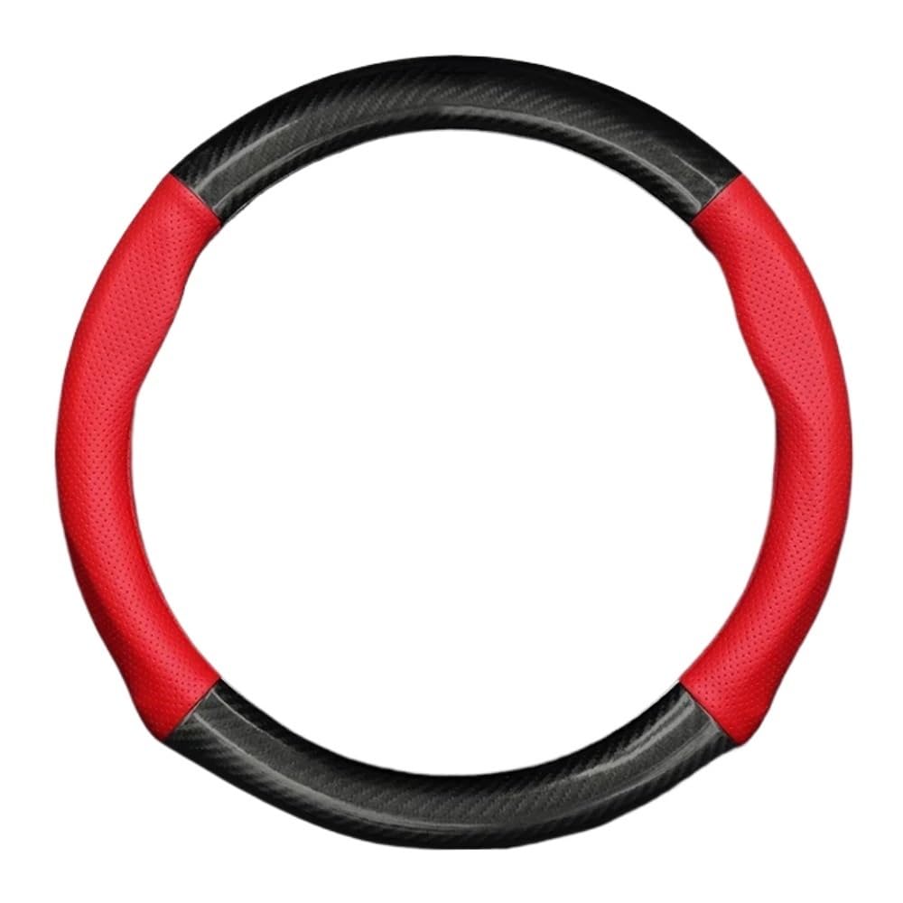 Lenkradbezug Auto-Lenkradbezug, rutschfest, schwarz, Lenkradzubehör Lenkrad BezüGe(Round Shape-Red) von TANGSIYANG