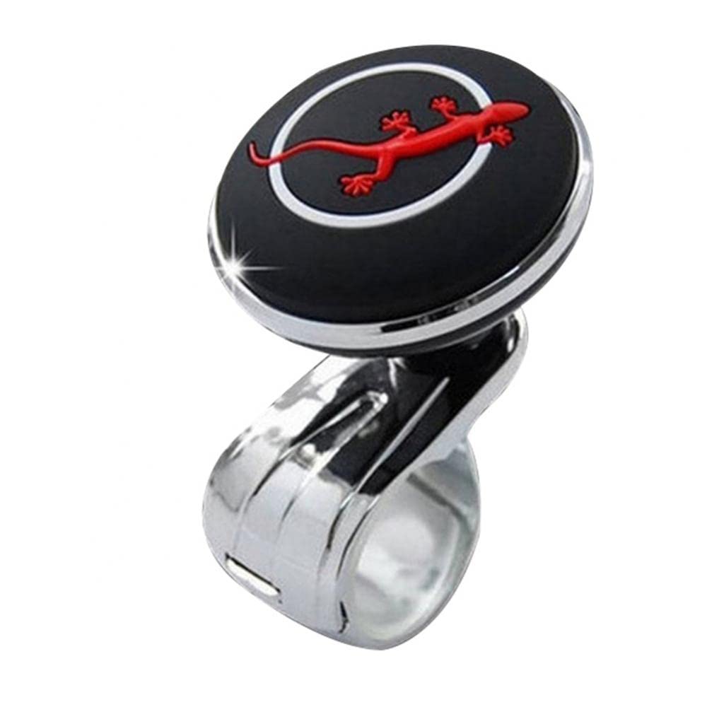 Lenkradknauf Universal Gecko Auto Lenkrad Spinner Knopf Power Handle Control Ball Booster Lenkradnaben Zubehör Lenkradknauf Traktor(Black Red) von TANGSIYANG