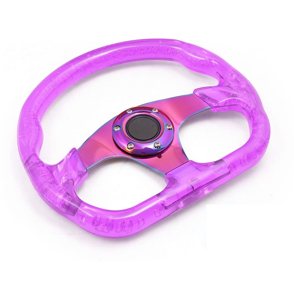 Sportlenkrad 320mm 12.5inch Acryl Lenkrad & Hornknopf 6 Löcher Modified Sports Lenkrad 10 Farben Holzlenkrad(Purple) von TANGSIYANG